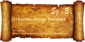 Szkenderovics Benedek névjegykártya